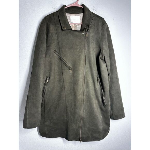 Anthropologie Jackets & Blazers - Anthropologie Ripley Sueded Longline Moto Jacket Color Olive Size XL